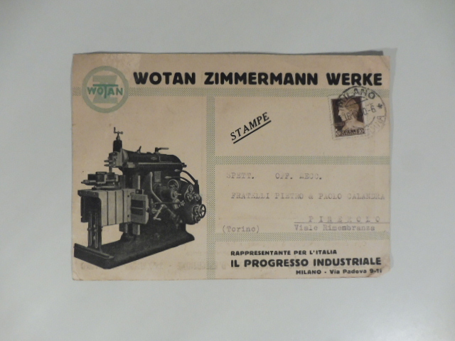 Wotan Zimmermann Werke. La limatrice Wotan. Cartolina pubblicitaria